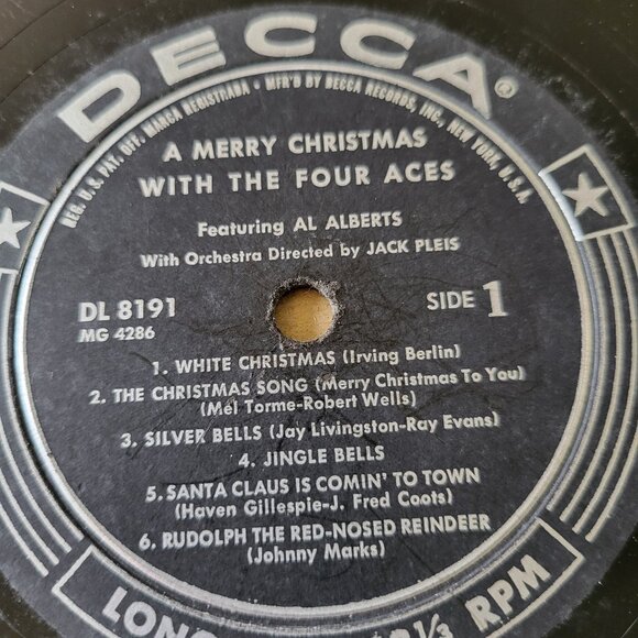 THE FOUR ACES A Merry Christmas LP Vinyl 1955 Decca Records DL 8191 Vintage LP5 - Picture 8 of 10